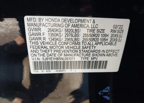 2022 Acura Mdx Advance Package z USA, uszkodzony, nr VIN 5J8YE1H85NL041011